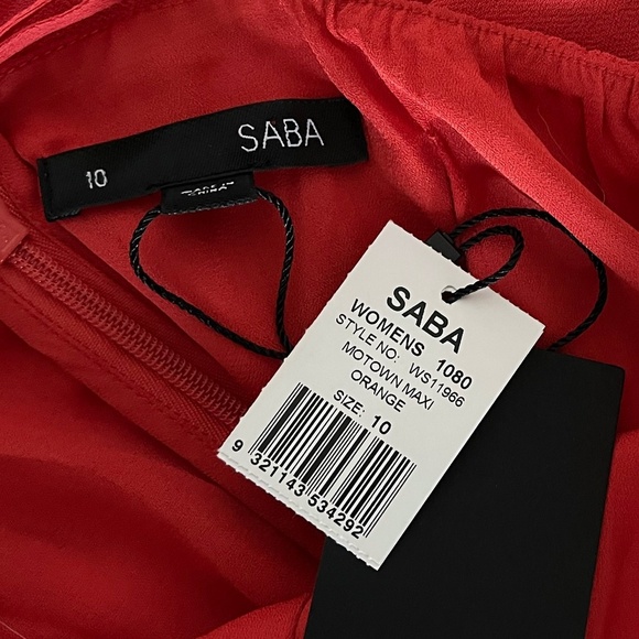 NWT SABA | Summer Halter Tie Back Motown Maxi Dress in Blood Orange | Size 10 - Picture 9 of 10